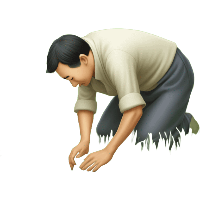 Chinese worker in rice field emoji