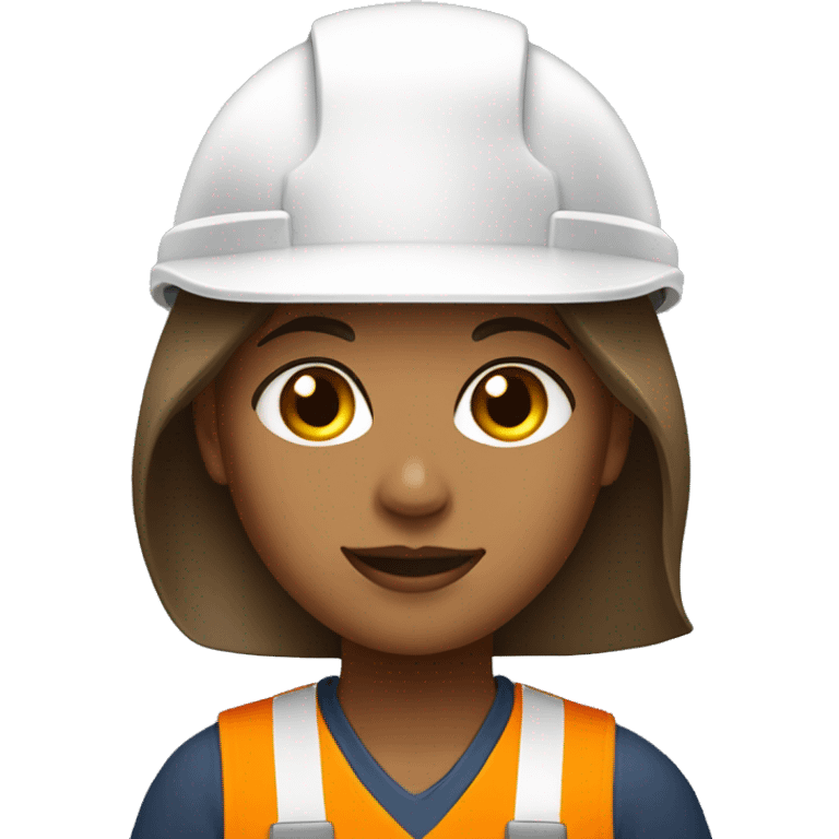 Light Brown girl with white construction hat wearing construction uniform headshot emoji