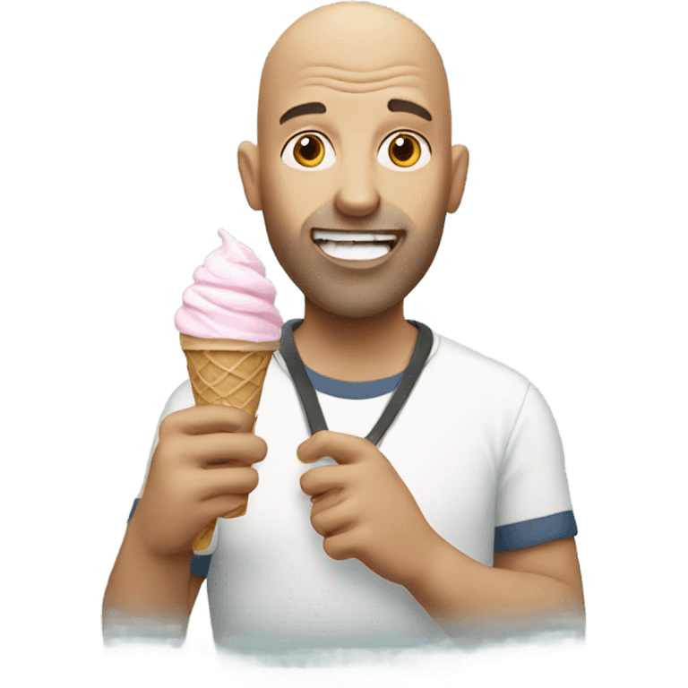 Bald guy eating an ice cream  emoji