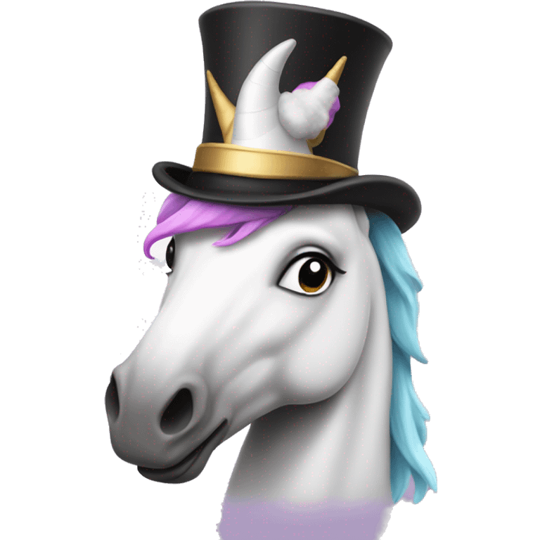 Unicorn wearing a top hat emoji