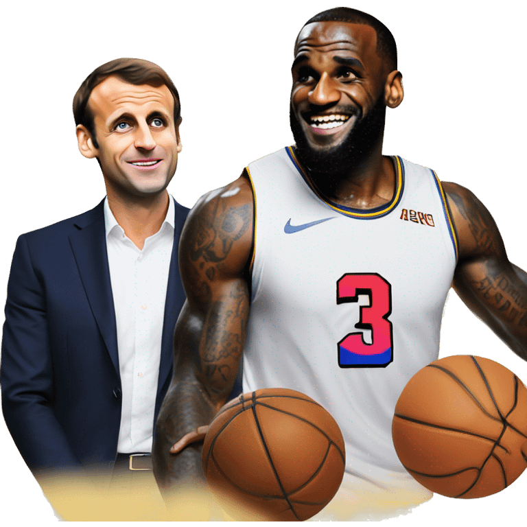 emmanuel macron playing basketball with lebron james emoji