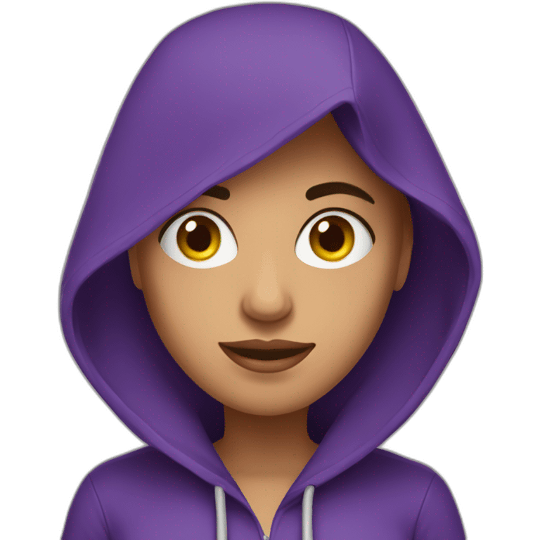 Armenian woman with purple hoodie and lost money emoji