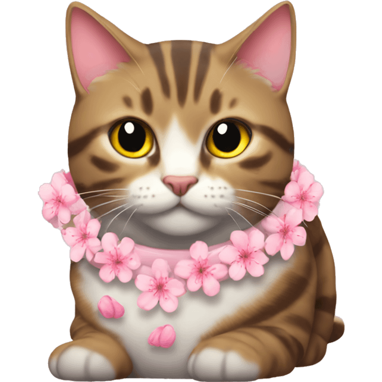 Chunky Tabby car with a cherry blossom collar emoji