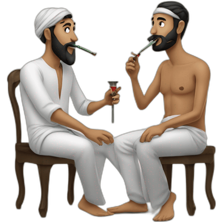 Two Middle Eastern men smoking hookah emoji