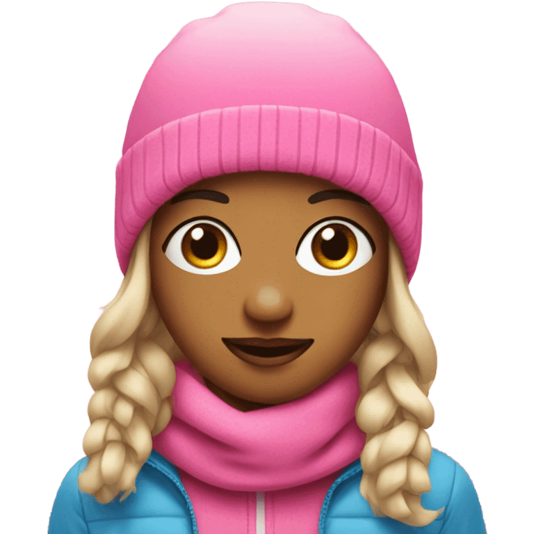 Girl in a pink ski mask emoji