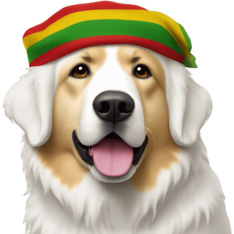 Great Pyrenees with a Rasta cap emoji