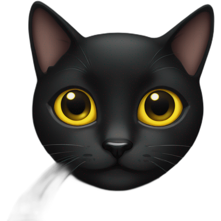 black cat with big yellow eyes and big black pupils emoji