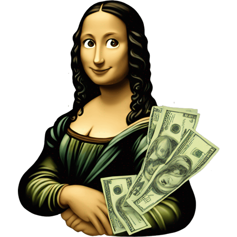 Mona Lisa holding dollar bills  emoji