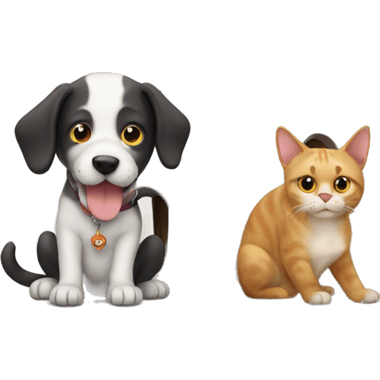 Dog and cat living in house emoji