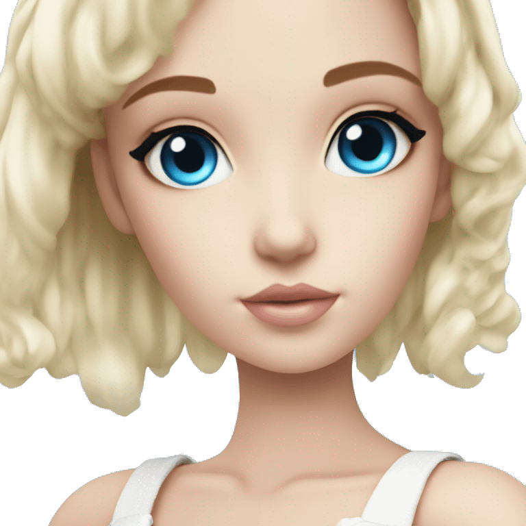 ocean blue doll eyes, blonde hair, feminine, pink, girl, angelic emoji