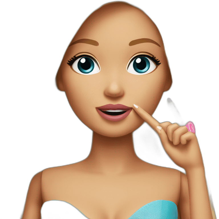 barbie shushing with finger over lips emoji