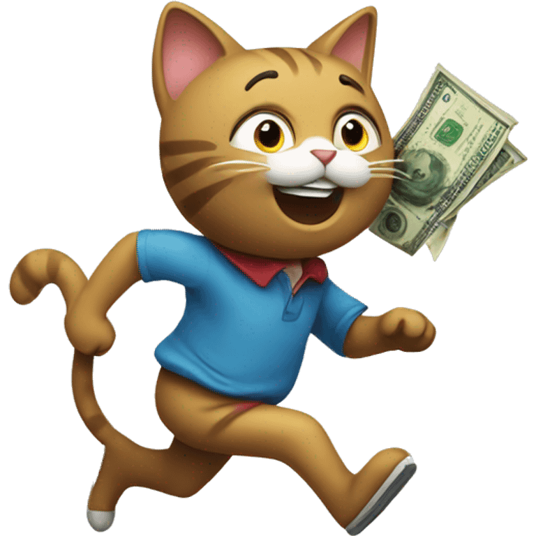 cat running away with money bag emoji