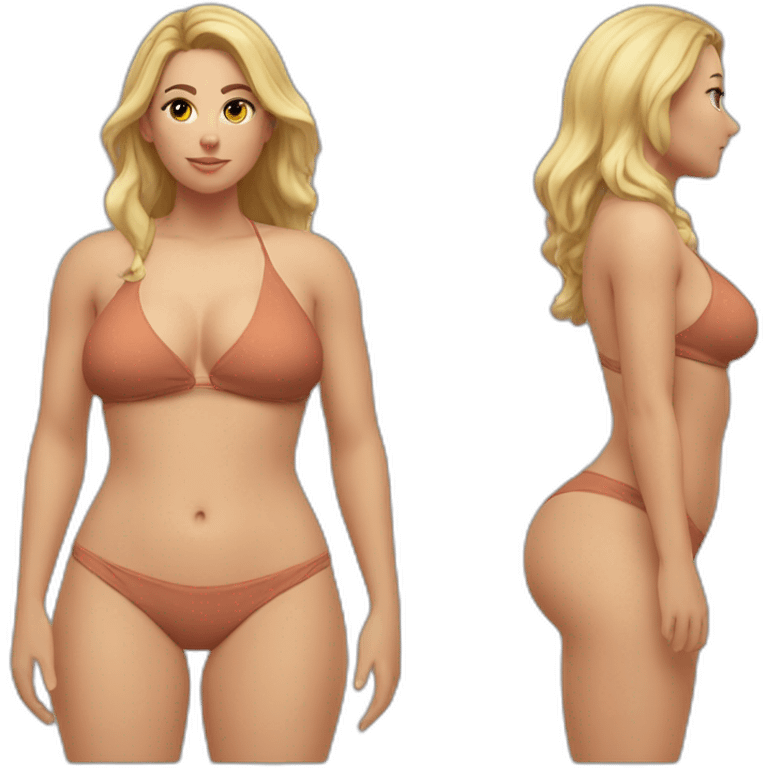 Slim-thicc Caucasian woman small bikini pose (beach body) emoji