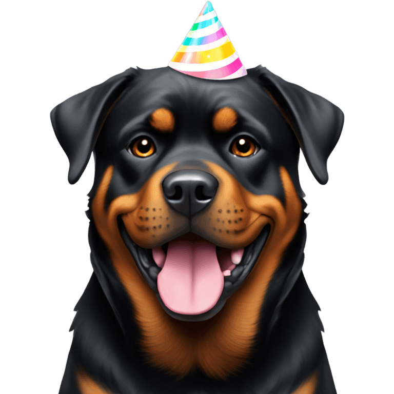 Rottweiler with birthday hat emoji