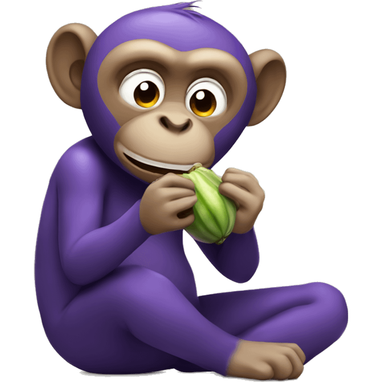 monkey eating eggplant  emoji