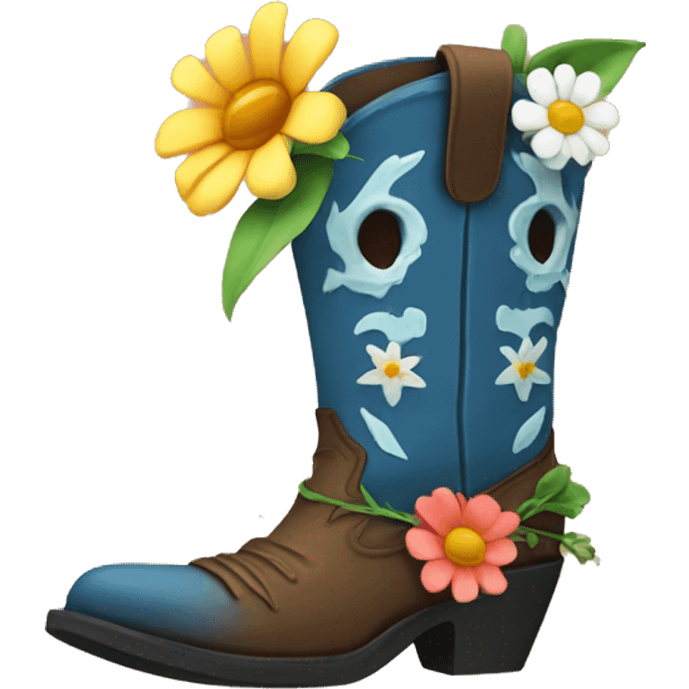 Cowboy boot with flowers inside emoji