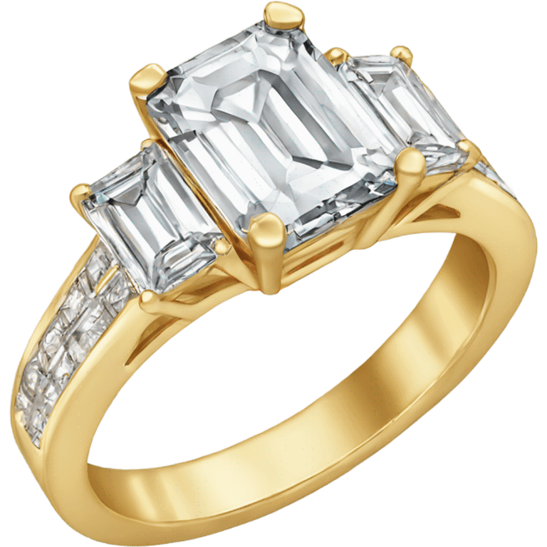 gold emerald cut engagement ring emoji