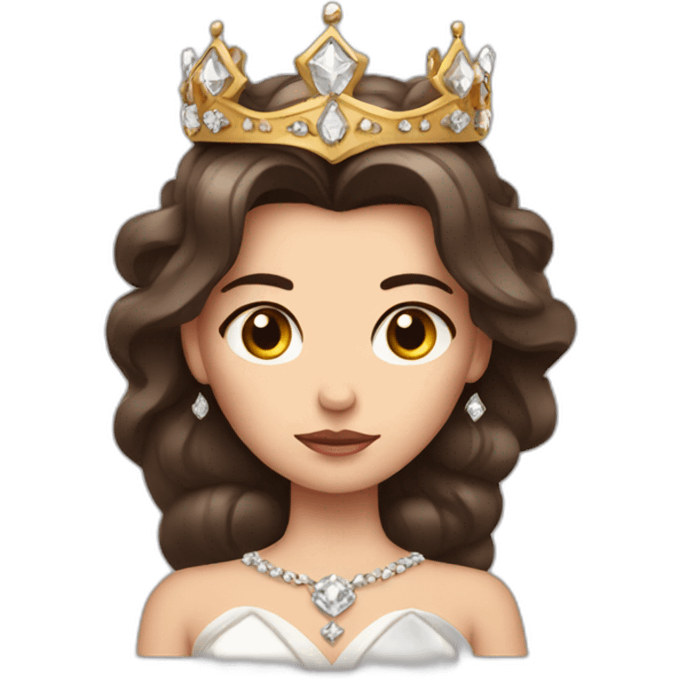 grumpy brunette princess with a big crown with diamonds emoji