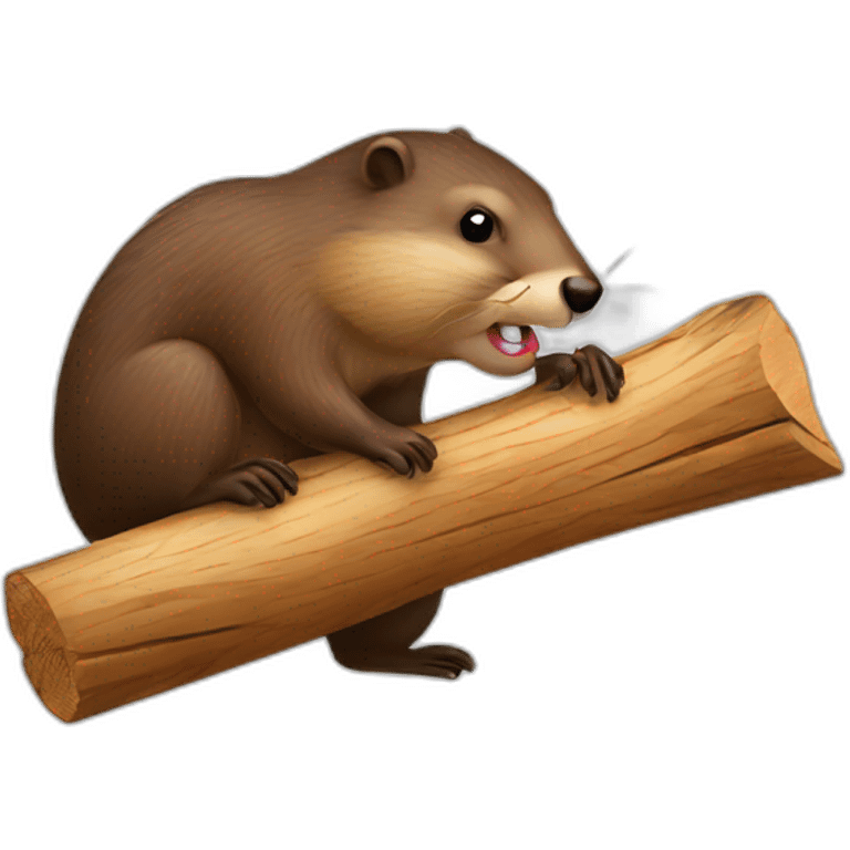 Beaver biting wood emoji