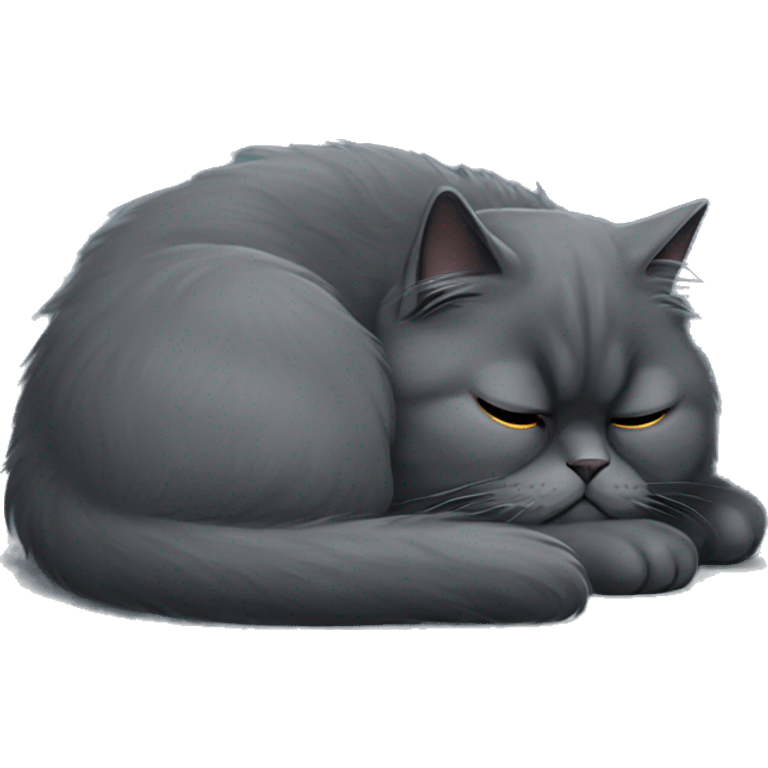 Dark grey persian cat sleeping  emoji