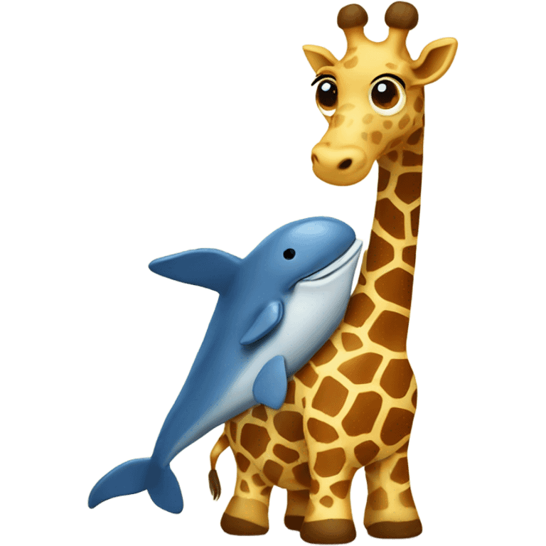 giraffe with a whale stuffed animal emoji