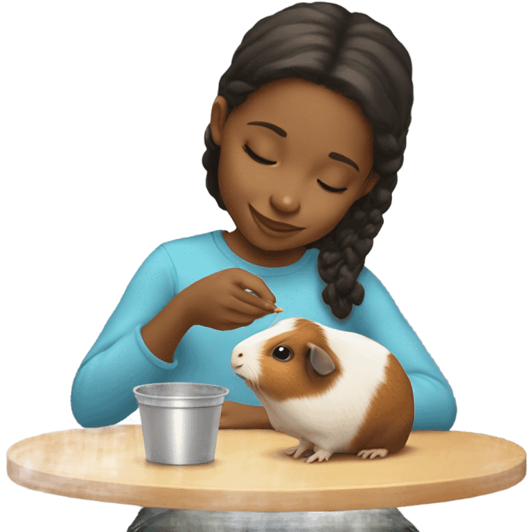 Little Light skin girl Feeding Guinea pig emoji