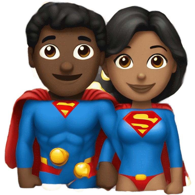 Superman and super woman black emoji