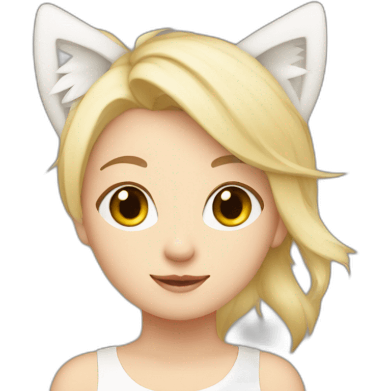 cute blonde girl with a white tail and cat ears emoji