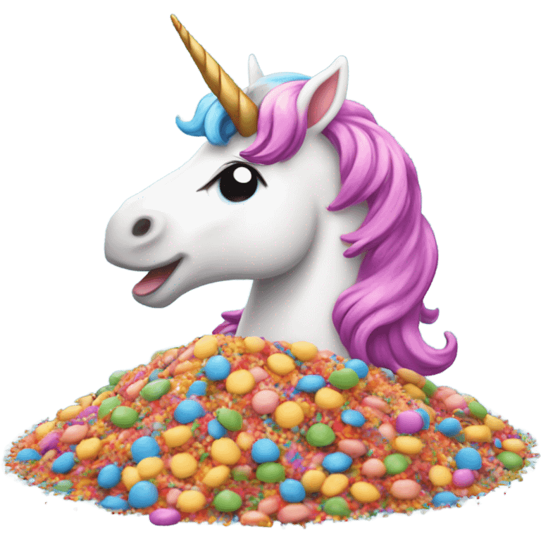 Cute unicorn eating sprinkles emoji