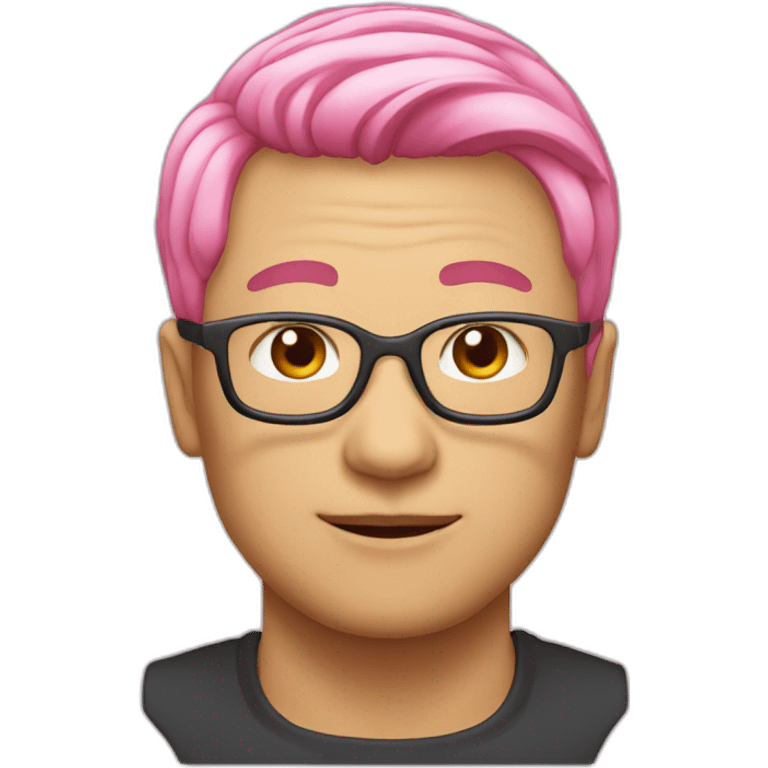 spectacle-pinkhair-middleage-man-japanese emoji