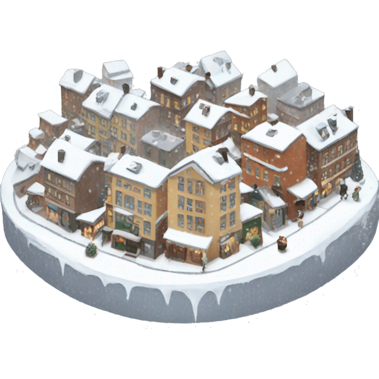 Snow falling ona tiny city  emoji