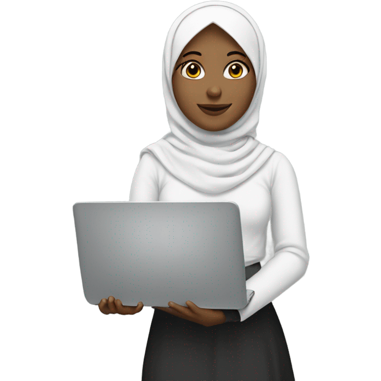 white hijabi girl with a laptop emoji