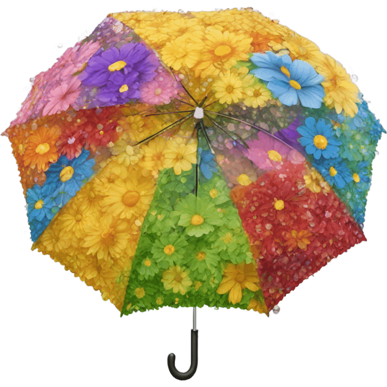 Large umbrella made of flowers with dew drops emoji