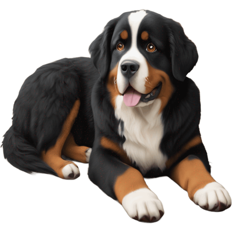 Bernese mountain dog sitting on pug emoji