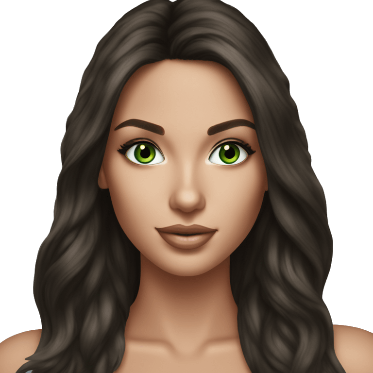 Realistic victoria secret model brunette green eyes  emoji