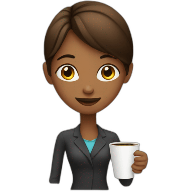 girl on work with coffee emoji