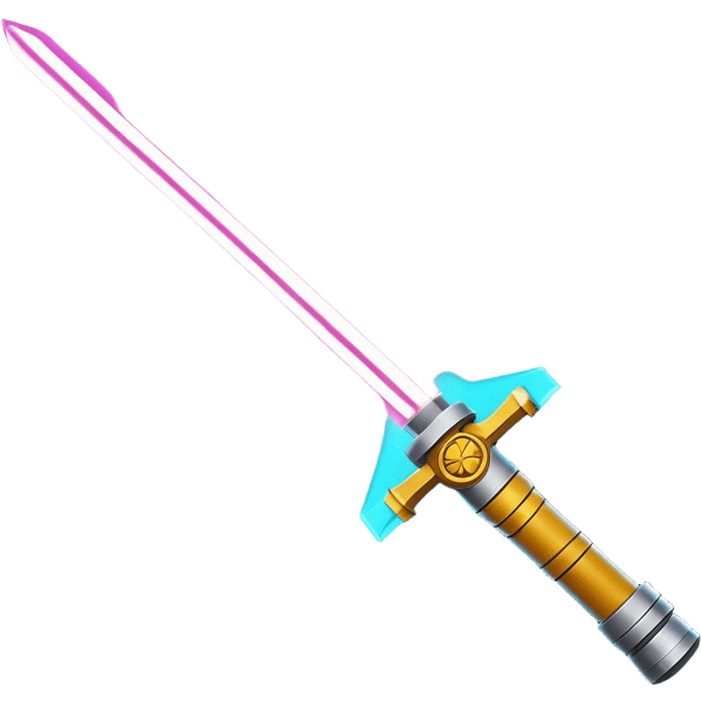 Clash of Clans aesthetic: Cinematic heroic Star Wars light sabre Emoji, rendered in a 3D vector-style similar to standard emojis with minimal shading and bold, simplified shapes. A compact, vibrant energy blade with a neon-hued, glowing edge . Stylized with a touch of interstellar elegance and a soft glowing outline, capturing the essence of a legendary energy blade with a friendly, playful manner! emoji