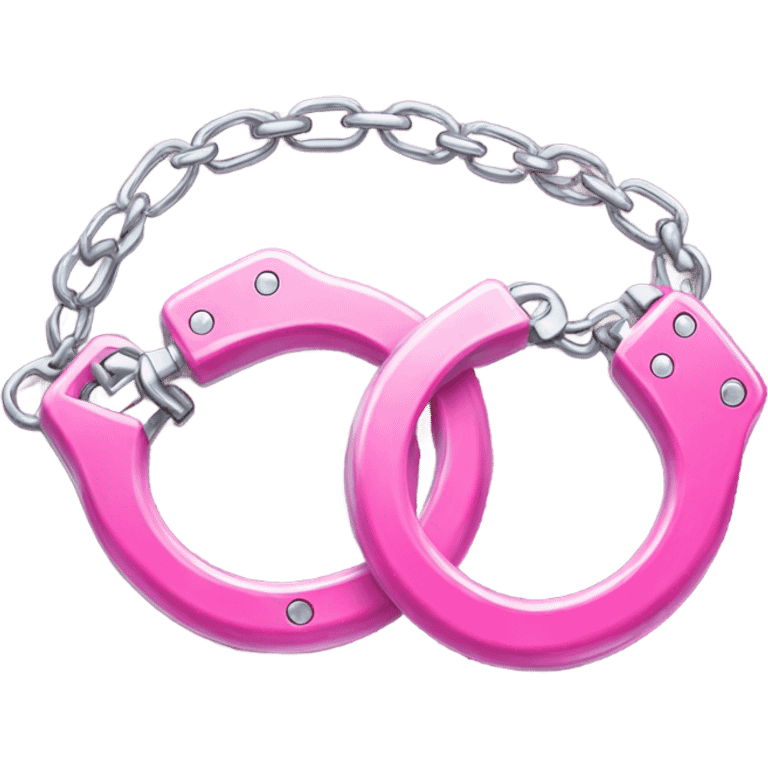 2 Pink metal handcuffs connected with a chain emoji