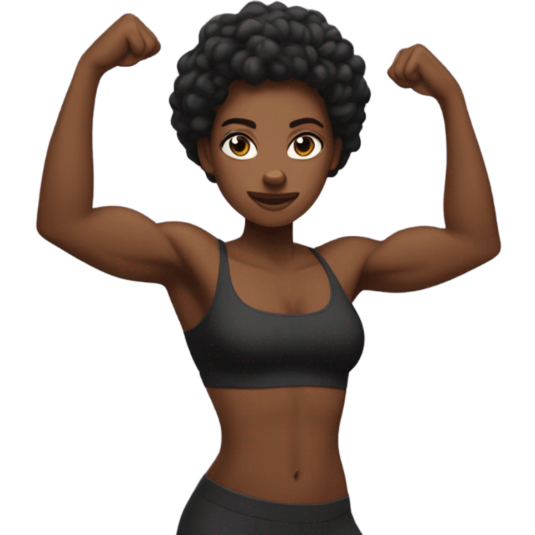 black Woman flexing abs muscles emoji