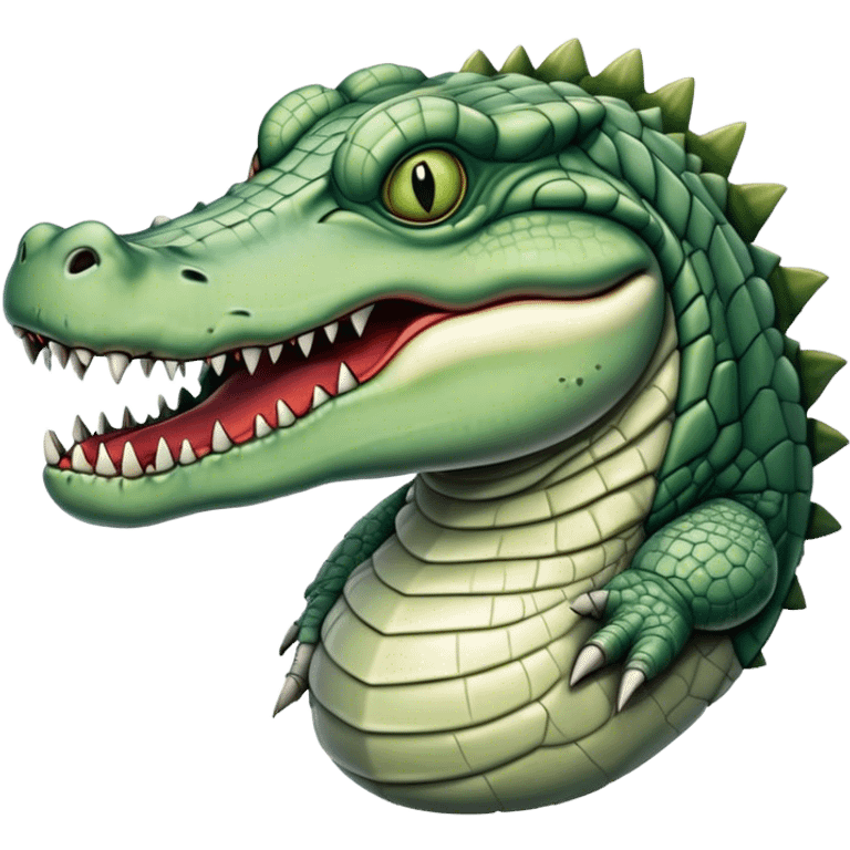 monstrous pale skinned decaying greenish white alligator, vicious, boss monster emoji