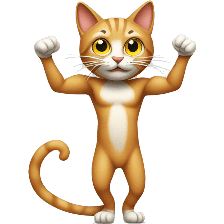 String cat with muscles on two legs emoji