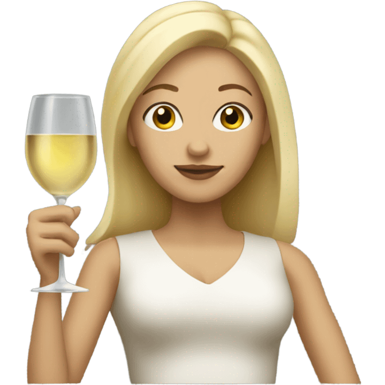 Blonde woman holding glass of white wine emoji