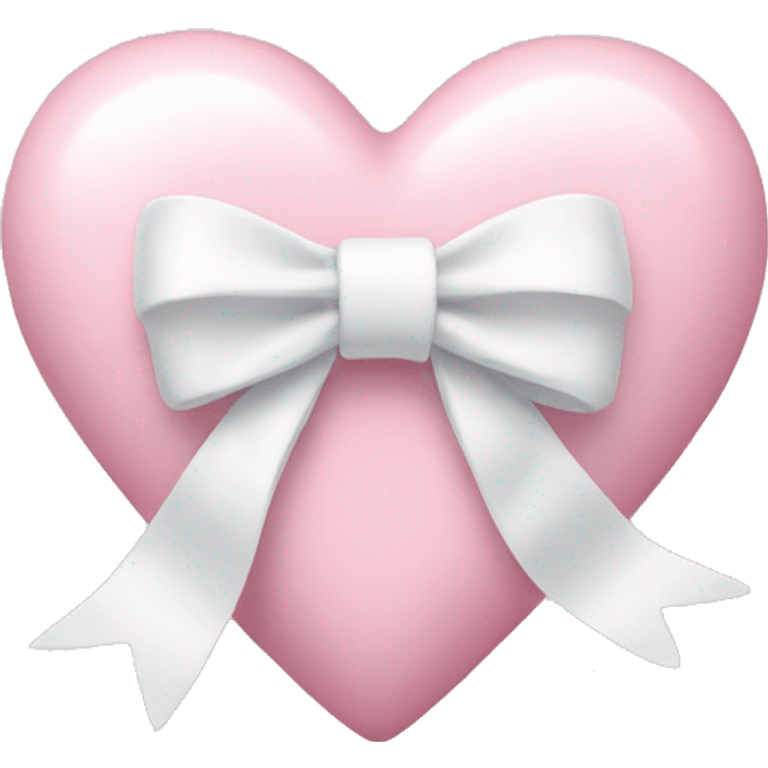 Pastel pink heart with white bow emoji