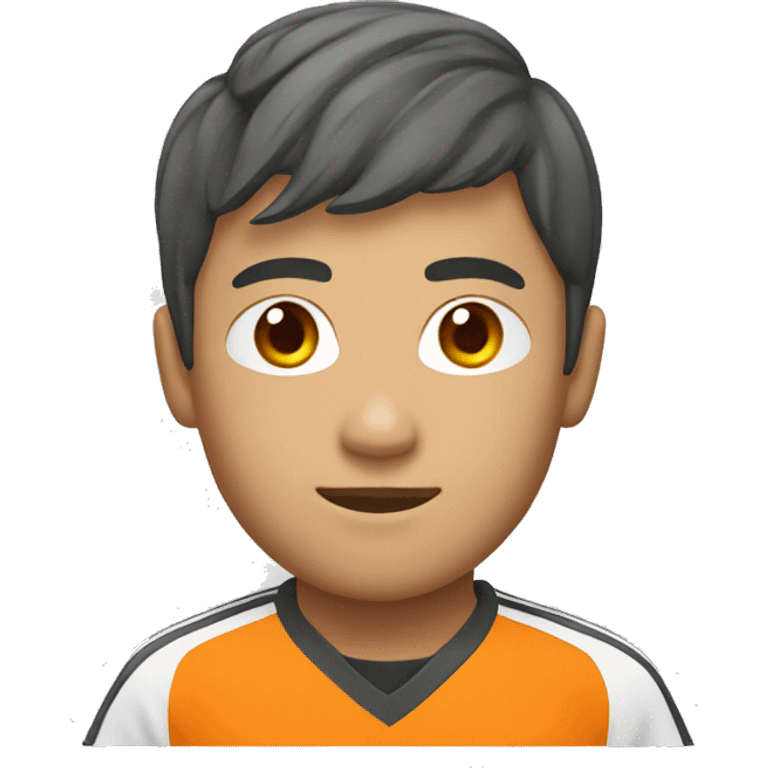 Asian soccer player with orange colored uniform emoji