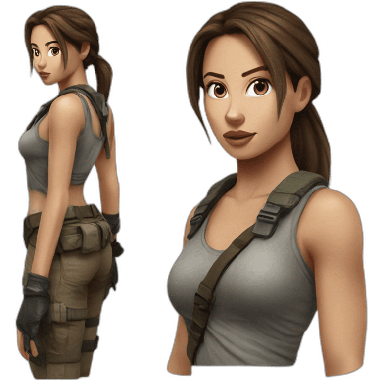 angelina julie as tomb raider, hyper realistic emoji