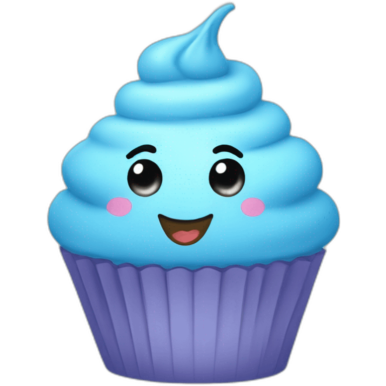 Happy light blue cupcake emoji