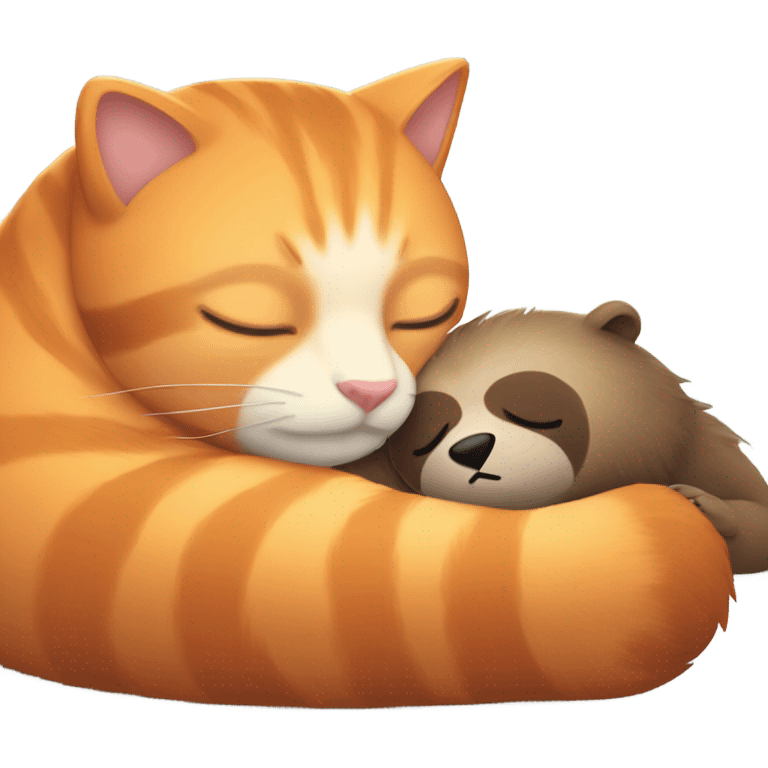 Sleeping with orange cat with sloth emoji