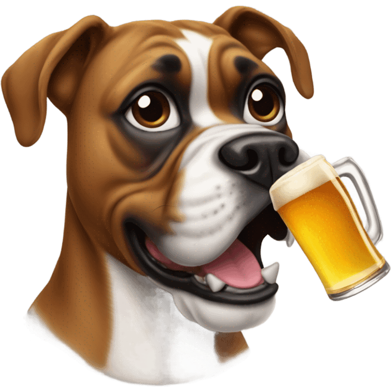 Boxer dog drinking a beer emoji