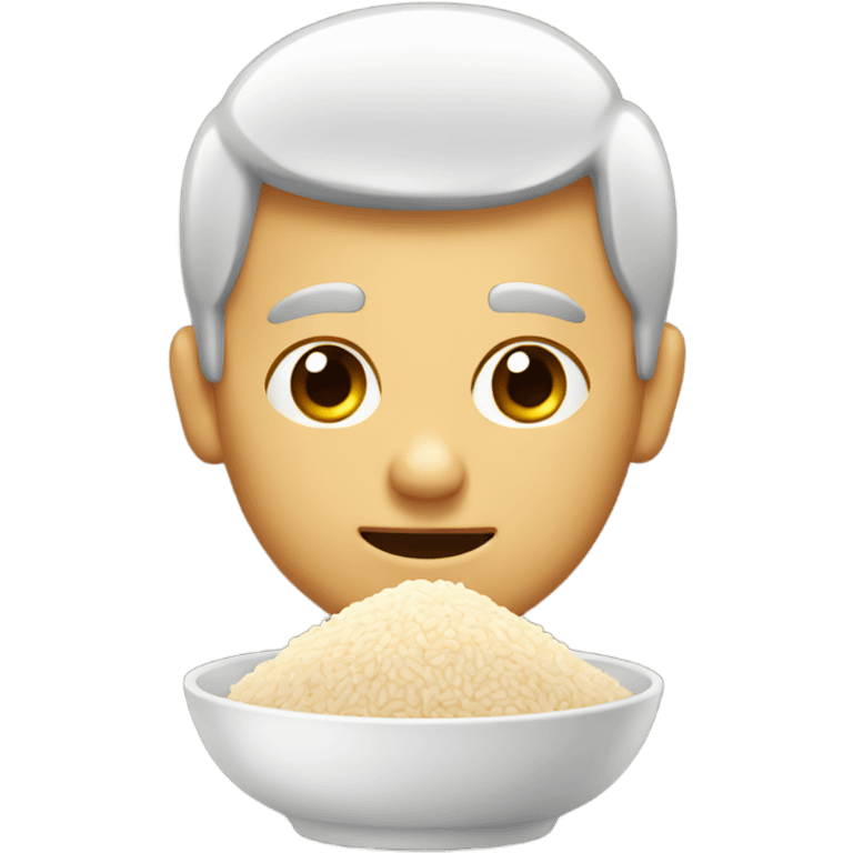 small eyed man eating rice emoji