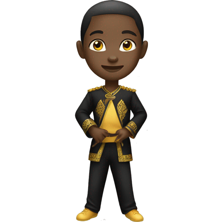 african fair skin kid playing  peng tai ji in black uniform  emoji